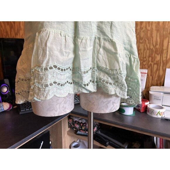 Valentina Naldi ITALY Top LINEN Sleeveless Relaxed Babydoll Light Green Sz L - Picture 2 of 7